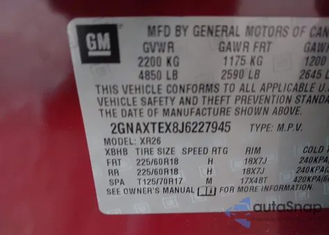 2018 Chevrolet Equinox Lt from USA, damaged, VIN 2GNAXTEX8J6227945